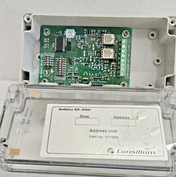Consilium Salwico NS-AIN2 address unit opened with cover removed