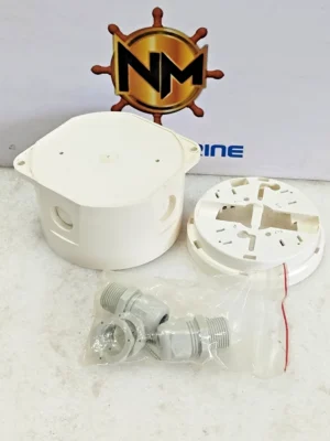 s-l960 Autronica 116-BWP-100 conduit box with 116-BWA-100 detector base and cable glands.