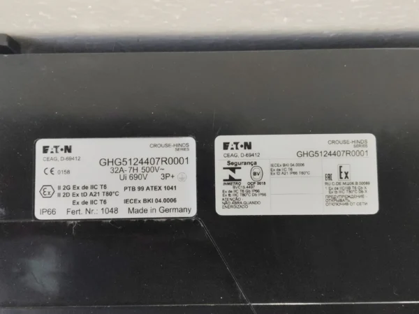 s-l1600 (1) Eaton Crouse-Hinds GHG5124407R0001 Explosion Proof Plug Socket 32A 500V 3P+E